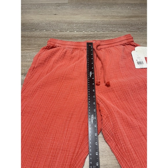 Wonderly Wide Leg Pants Gauze Womens Large Orange Boho Cottagecore Cropped - Picture 6 of 10